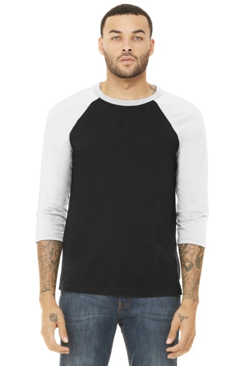 BC3200 - BELLA + CANVAS 3/4 Sleeve Baseball Tee