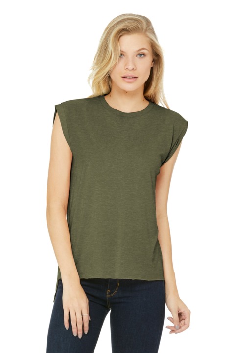 BC8804 - BELLA + CANVAS Women's Flowy Muscle Tee With Rolled Cuffs