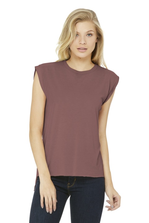 BC8804 - BELLA + CANVAS Women's Flowy Muscle Tee With Rolled Cuffs