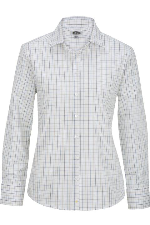 5973 - Edwards Ladies' Long Sleeve Tattersall Poplin Dress Shirt