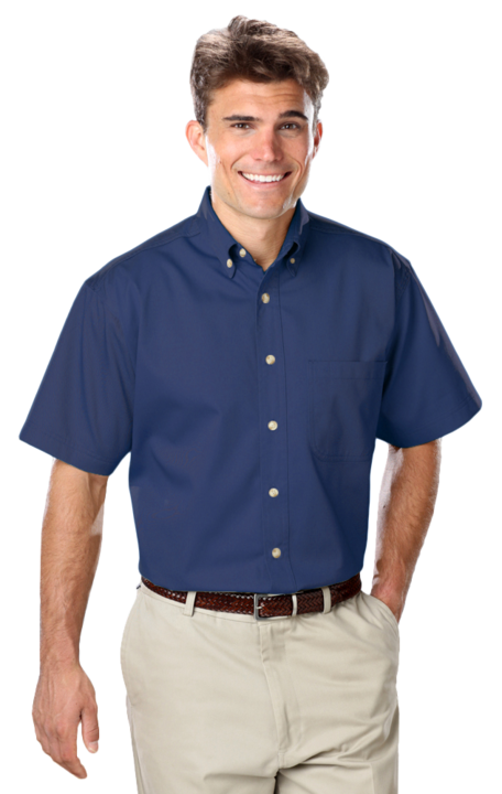 BG8213S - Men's Short Sleeve 100% Cotton Twill Shirt