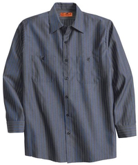 CS10 - Red Kap Long Sleeve Striped Industrial Work Shirt