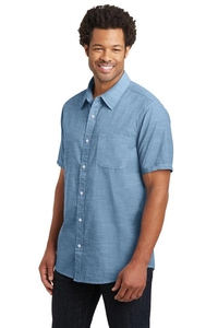 DM3810 - District Made Mens Short Sleeve Washed Woven Shirt