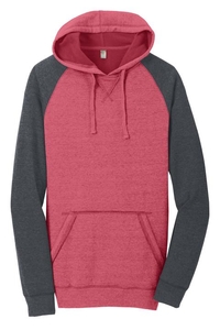 DT196 - District Young Mens Lightweight Fleece Raglan Hoodie.  DT196