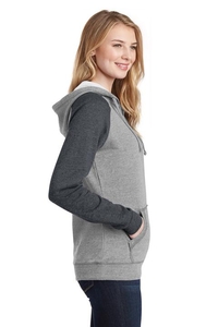 DT296 - District Juniors Lightweight Fleece Raglan Hoodie.  DT296