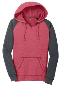 DT296 - District Juniors Lightweight Fleece Raglan Hoodie.  DT296