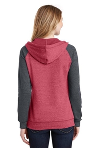 DT296 - District Juniors Lightweight Fleece Raglan Hoodie.  DT296