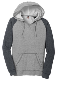 DT296 - District Juniors Lightweight Fleece Raglan Hoodie.  DT296