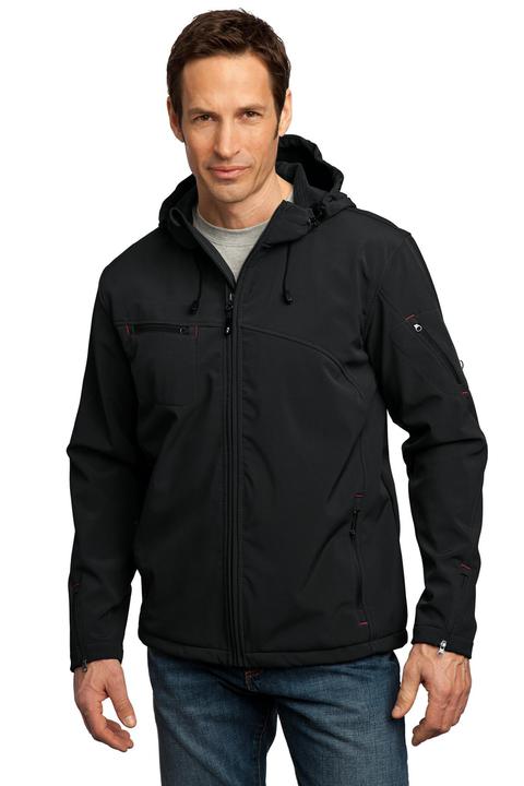 J706 - Port Authority Textured Hooded Soft Shell Jacket