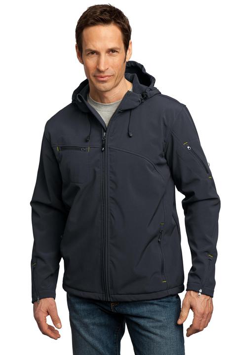 J706 - Port Authority Textured Hooded Soft Shell Jacket