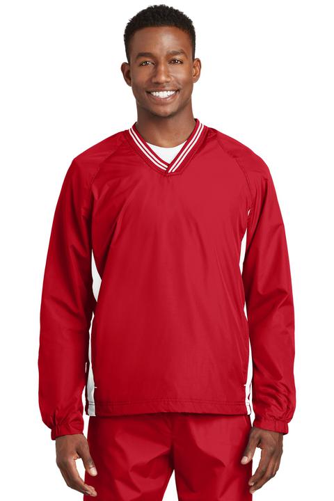 JST62 - Sport-Tek Tipped V-Neck Raglan Wind Shirt