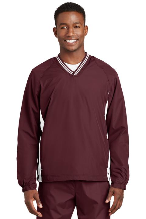 JST62 - Sport-Tek Tipped V-Neck Raglan Wind Shirt