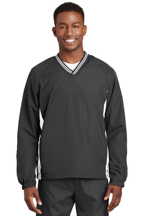 JST62 - Sport-Tek Tipped V-Neck Raglan Wind Shirt