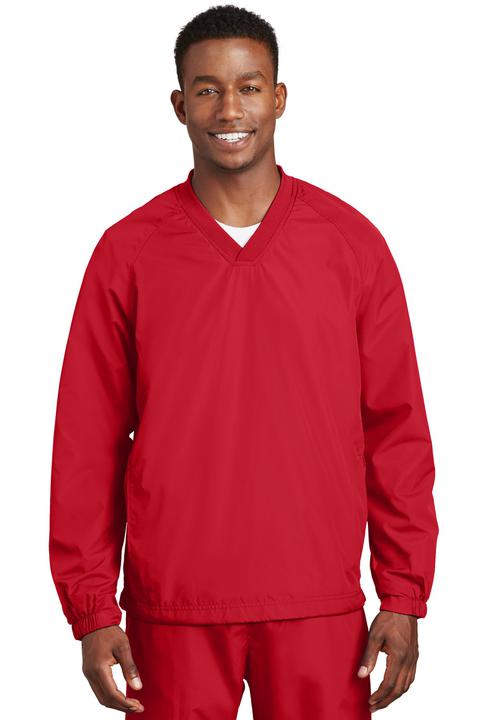 JST72 - Sport-Tek V-Neck Raglan Wind Shirt