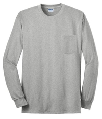 2410 - Gildan - Ultra Cotton 100% Cotton Long Sleeve T-Shirt with Pocket.  2410