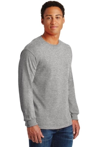 2410 - Gildan - Ultra Cotton 100% Cotton Long Sleeve T-Shirt with Pocket.  2410